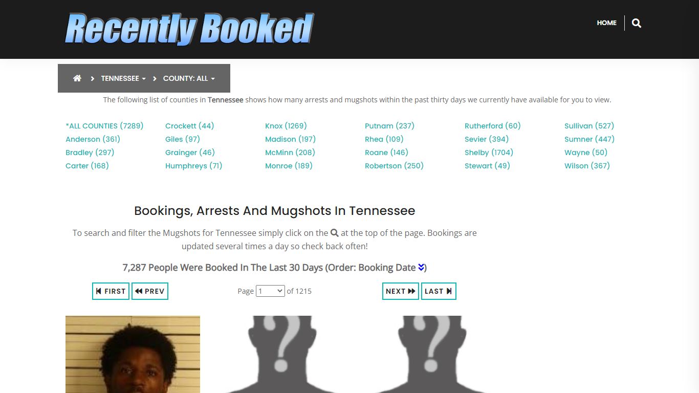 Recent bookings, Arrests, Mugshots in Tennessee - Recently Booked