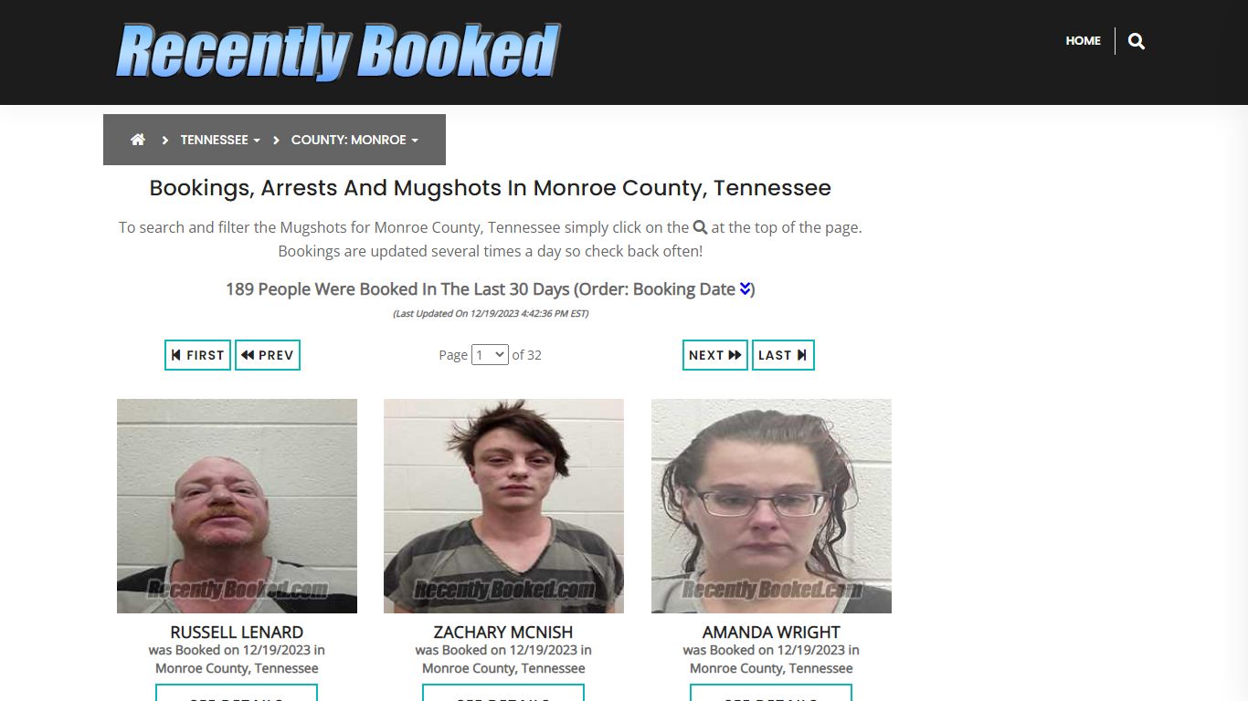 Bookings, Arrests and Mugshots in Monroe County, Tennessee